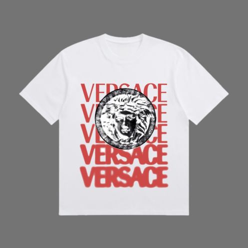 ヴェルサーチ tシャツ 発売スーパーコピー トップス 綿100% 半袖 ゆったり 男女兼用 プリント ホワイト