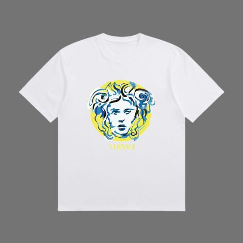 VERSACE ヴェルサーチの t シャツ偽物 トップス 綿100% 半袖 男女兼用 プリント ホワイト