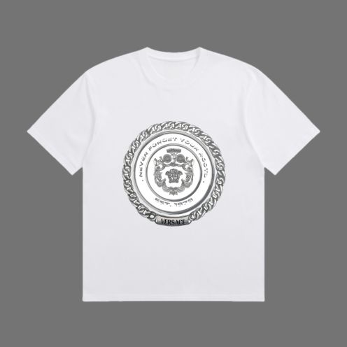 VERSACE ヴェルサーチtシャツ偽物 トップス 綿100% 半袖Tシャツ プリント ホワイト