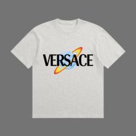 お得品‼ヴェルサーチトップスコピー トップス 綿100% 半袖Ｔシャツ ゆったり プリント  グレー