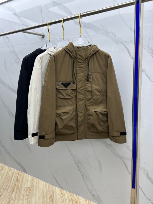 プラダジャケット メルカリスーパーコピー シンプル 軽量 アウター 防風 トップス フード付き 柔らかい ブラウン
