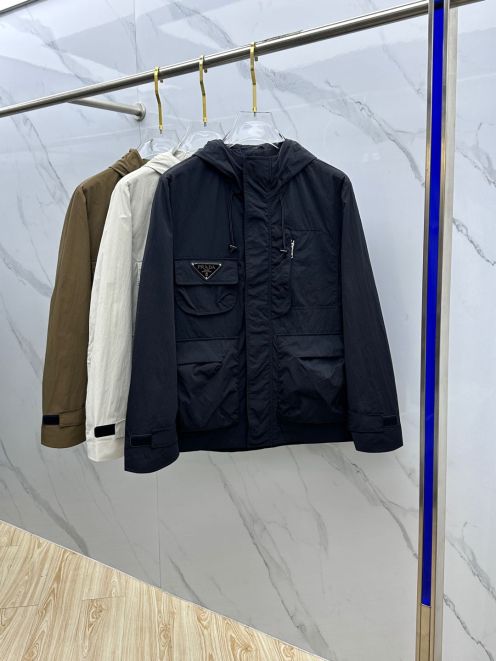 prada ステッチ ジャケットコピー シンプル 軽量 アウター 防風 トップス フード付き 柔らかい ブラック