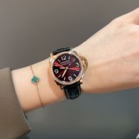 パネライ 厚さスーパーコピー 腕時計 ウォッチ 夜光 シルバーケース 本革 レザー ブラック