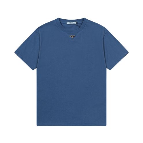 プラダ t シャツ ロゴＮ級品 人気定番 トップス 短袖Ｔシャツ 純綿 シンプル ブルー