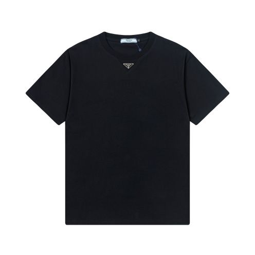 プラダ t シャツ 黒偽物 人気定番 トップス 短袖Ｔシャツ 純綿 シンプル ブラック