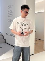 最新販売 prada ティー シャツ メンズ偽物 トップス 短袖Ｔシャツ 純綿 プリント 柔軟 ホワイト
