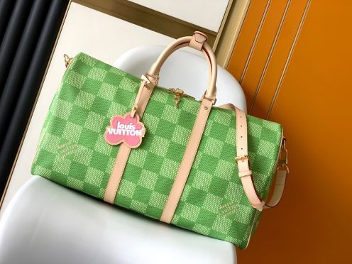 ヴィトン バッグ イメージコピー 旅行 本革 プリント 格子模様 レザー 優雅 ハンドバッグ M40667 グリーン