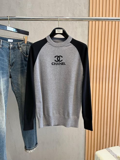 chanel ニット セーターコピー ロゴ刺繍 セーター 柔軟 暖かい ゆったり グレー