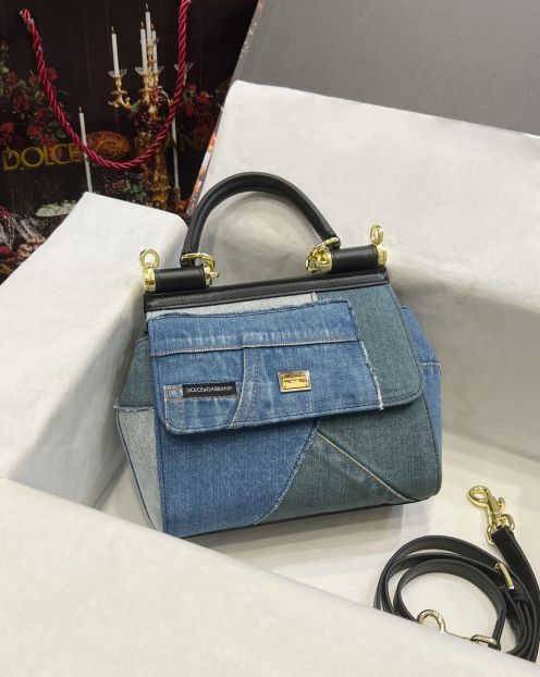 D&G ドルガバ クラッチ バッグ レディ激安通販 シンプル ハンドバッグ 斜め掛け 通勤 デニム ブルー