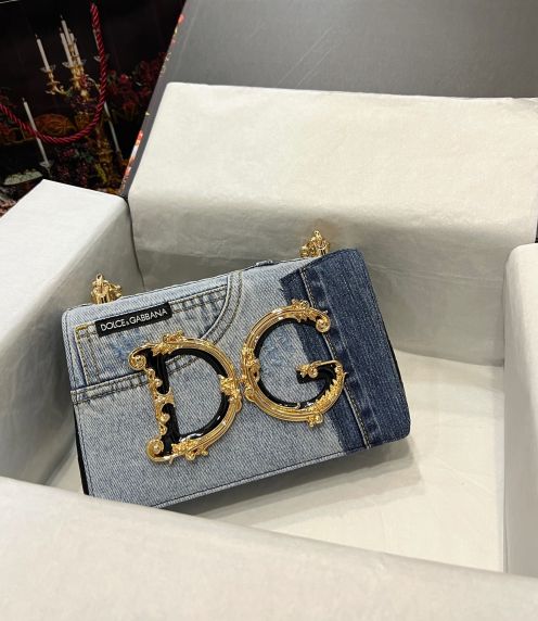 D&G ドルガバ トート バッグ レディーススーパーコピー デニム チェーンバッグ ハンドバッグ ブルー