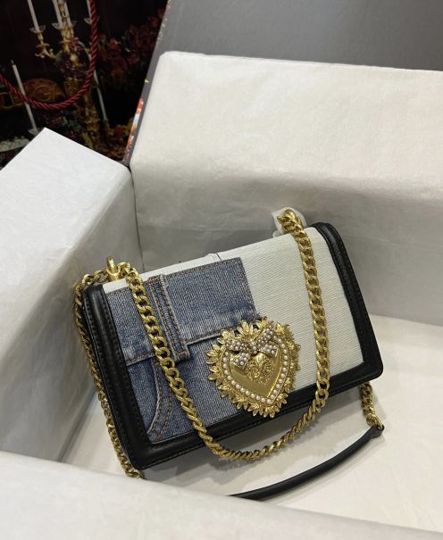 D&G 魅力的なドルガバ トート バッグ 新作偽物 デニム チェーンバッグ ハンドバッグ ブルー