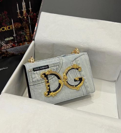 D&G ドルガバ トート バッグ レディ偽物 チェーンバッグ ハンドバッグ デニム ホワイト