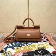 D&G シシリー バッグスーパーコピー 品質保証 本革 レザー 斜め掛け ハンドバッグ 通勤 ブラウン