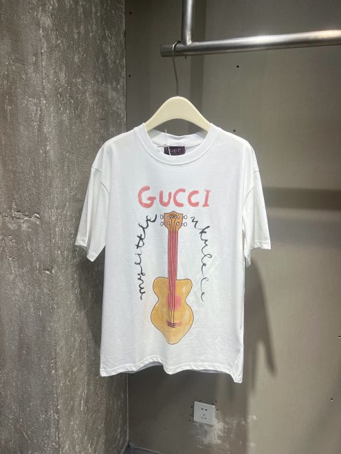 gucci コラボ t シャツ偽物 ゆったり プリント 100%綿 短袖 トップス 男女兼用 ホワイト
