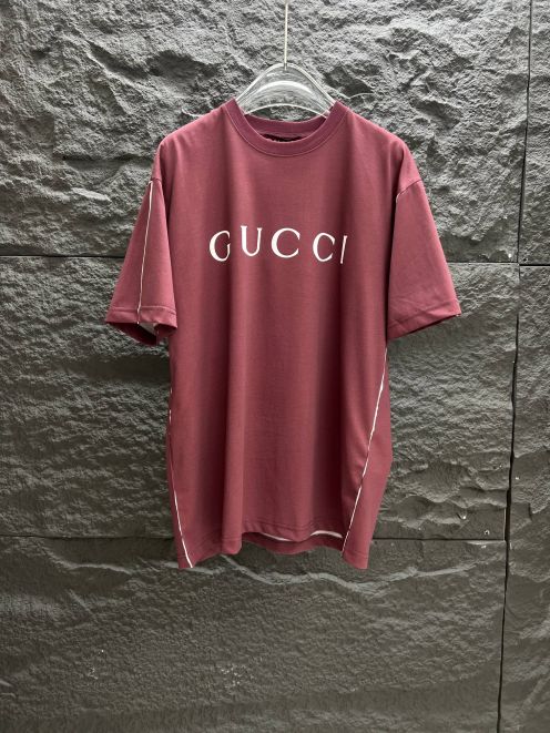 gucci t シャツ オレンジスーパーコピー 純綿 トップス ロゴプリント ゆったり 半袖 レッド