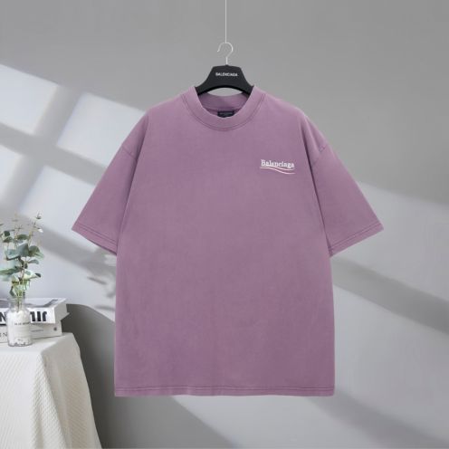 【激安】バレンシアガtシャツコーデコピー トップス ロゴプリント 純綿 半袖 パープル