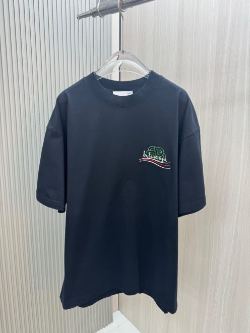 バレンシアガ 半袖tシャツ偽物 トップス 半袖 プリント 純綿 ゆったり 男女兼用 ブラック