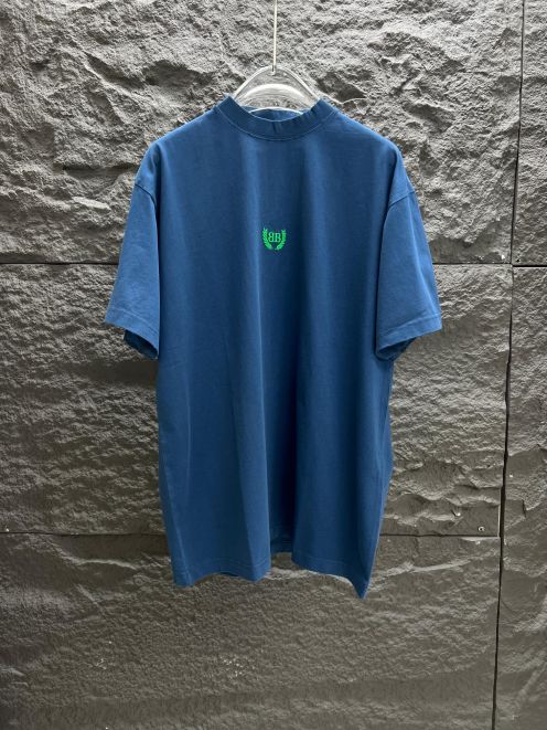 最新の2025年 バレンシアガtシャツコピートップス 半袖 プリント 純綿 ゆったり ブルー