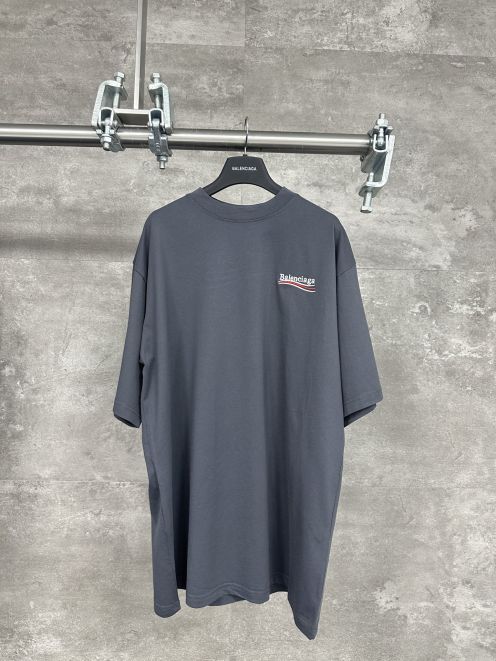 balenciaga トップス偽物 Ｔシャツ ロゴプリント 100％綿 短袖 ゆったり グレー
