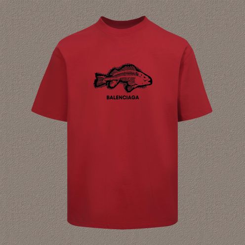 高品質 バレンシアガ 無地tシャツスーパーコピー プリント 100％綿 短袖 ゆったり 男女兼用 レッド