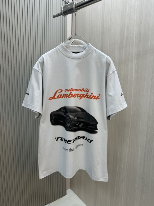 バレンシアガワイシャツＮ級品 トップス プリント 純綿tシャツ 柔らかい ゆったり ホワイト