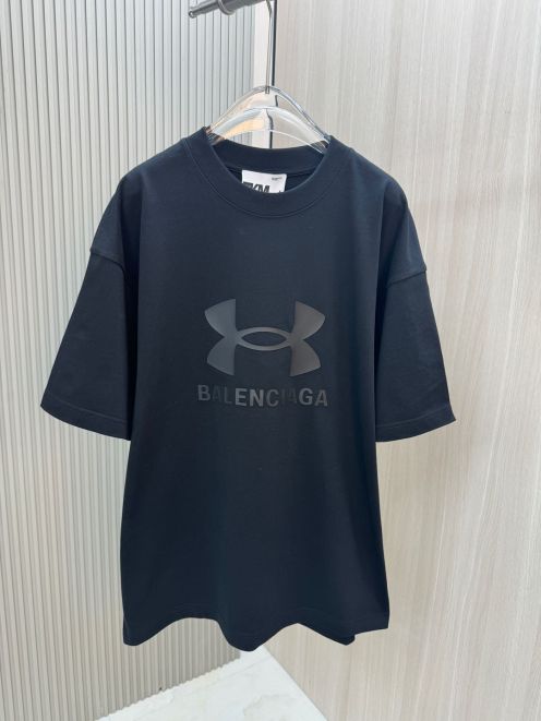 バレンシアガ tシャツ ヒカキン偽物 トップス プリント 純綿tシャツ ゆったり 男女兼用 ブラック