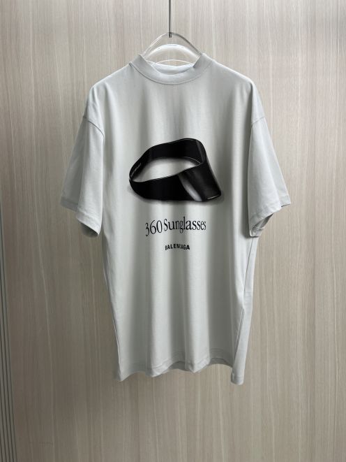 セール開催中 バレンシアガtシャツサイズ感偽物 トップス 半袖 プリント 純綿 ゆったり グレー