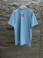 バレンシアガtシャツ メルカリコピー トップス 半袖 プリント 純綿 ゆったり ブルー