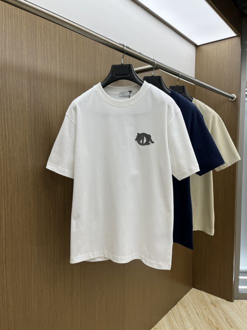 期間限定品 メンズ ディオールtシャツ偽物 純綿 トップス 短袖 ゆったり プリント ロゴ刺繍 ホワイト