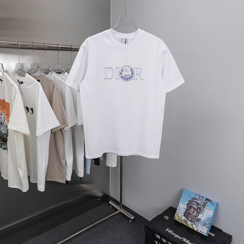 ディオール tシャツ 新作スーパーコピー 純綿 トップス 短袖 ゆったり プリント 柔軟 ホワイト