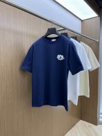 藤原聡 ディオールtシャツ激安通販 純綿 トップス 短袖 ゆったり プリント ロゴ刺繍 ブルー