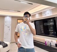 ディオールオム tシャツコピー Tシャツ 純綿 トップス 短袖 ゆったり プリント 柔らかい ホワイト