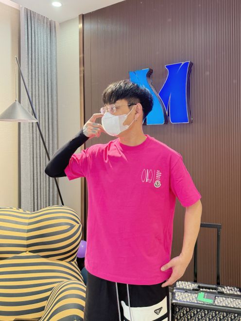 モンクレールロングtシャツスーパーコピー なつ服 綿100％ プリント トップス 短袖 ローズレッド