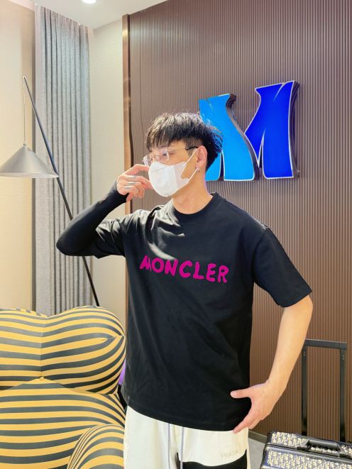 tシャツ モンクレール激安通販 なつ服 柔らかい 綿100％ プリント トップス 短袖 ブラック