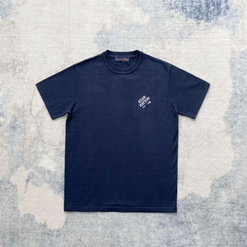 ルイヴィトンロングtシャツスーパーコピー 純綿 トップス 短袖 柔らかい プリント シンプル ブルー