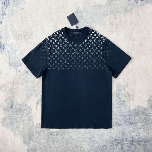 ルイヴィトンtシャツメルカリスーパーコピー 純綿 トップス 短袖 柔らかい プリント シンプル ブルー