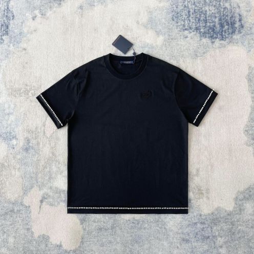 びっくりした価格 tシャツ ルイヴィトン偽物  純綿 トップス 短袖 柔らかい ブラック