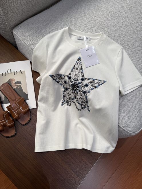 ディオール tシャツ偽物 トップス 半袖 綿 ゆったり カジュアル 上質品 ホワイト