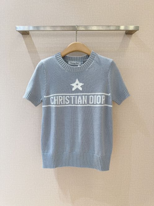 ディオール tシャツ コーデコピートップス 半袖 綿 ゆったり プリント 弾性がいい DF1068 ブルー
