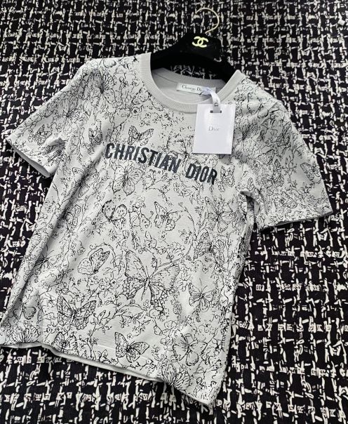 tシャツ ディオール偽物 トップス 半袖 綿 ゆったり 柔らかい プリント グレー