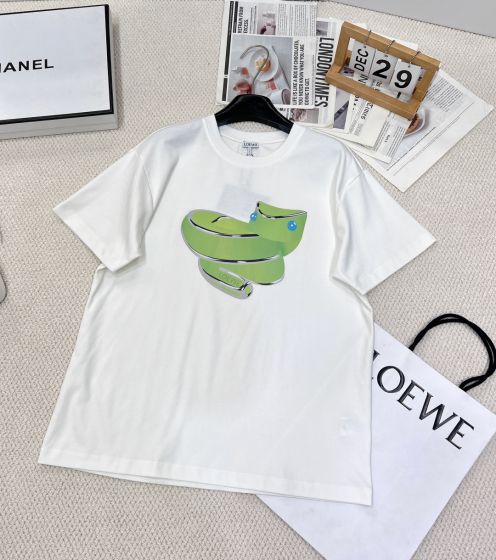 目を引く存在感 ロエベ tシャツ 値段偽物 シンプル 半袖 トップス 純綿 ロゴ刺繍 柔らかい ホワイト