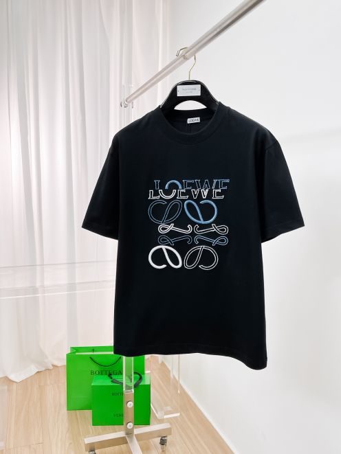平野紫耀 ロエベtシャツスーパーコピー 半袖 トップス 純綿 シンプル ロゴプリント ブラック