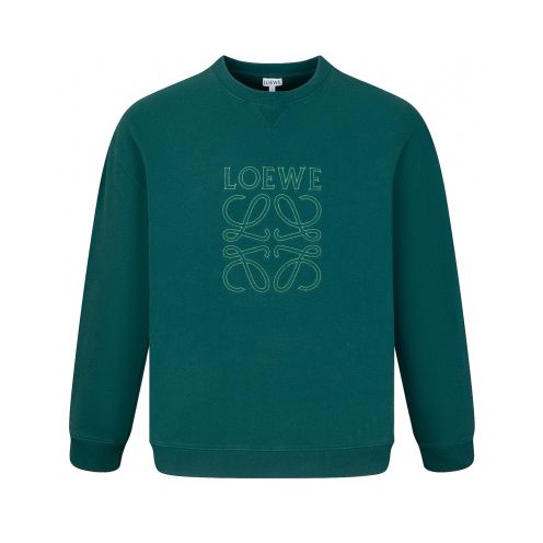 お値打ち価格 ロエベ パーカー偽物 トップス 純綿 長袖 シンプル ロゴプリント グリーン