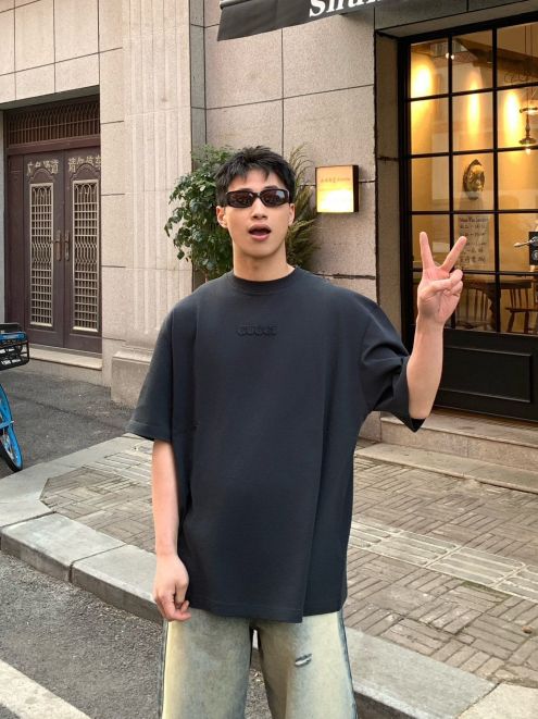gucci t シャツスーパーコピー 純綿 トップス 半袖 ロゴ刺繍 ゆったり シンプル ブラック