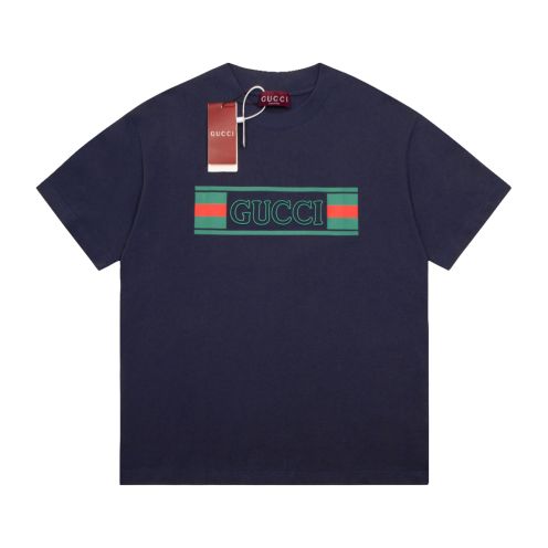 gucci t シャツ クマ偽物 プリント トップス 100%綿 ゆったり 半袖 男女兼用 ブルー
