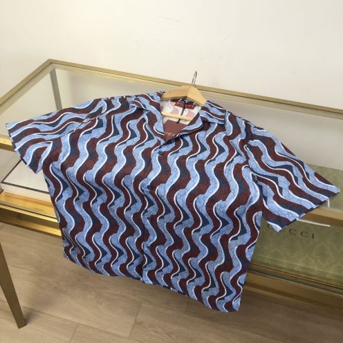 gucci t シャツ オレンジスーパーコピー 横縞 トップス 100%綿 ゆったり 半袖 ブルー