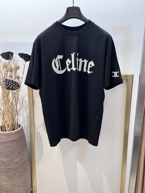 セリーヌtシャツ サイズ感激安通販 シンプル 純綿 トップス 半袖 プリント 男女兼用 ブラック