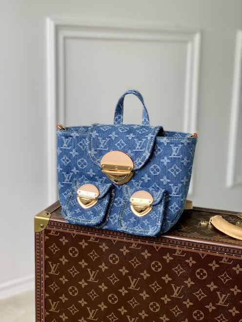 びっくりした価格 ヴィトンバックインバックコピー デニム バックバッグ 花柄 M46836 ブルー