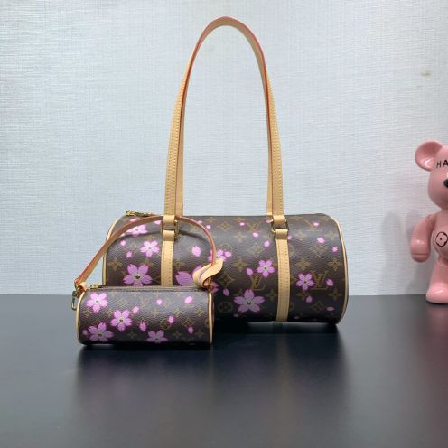 ルイヴィトンバッグ 買取Ｎ級品 斜め掛けバッグ レザー 本革 M13097 さくらプリント ブラウン