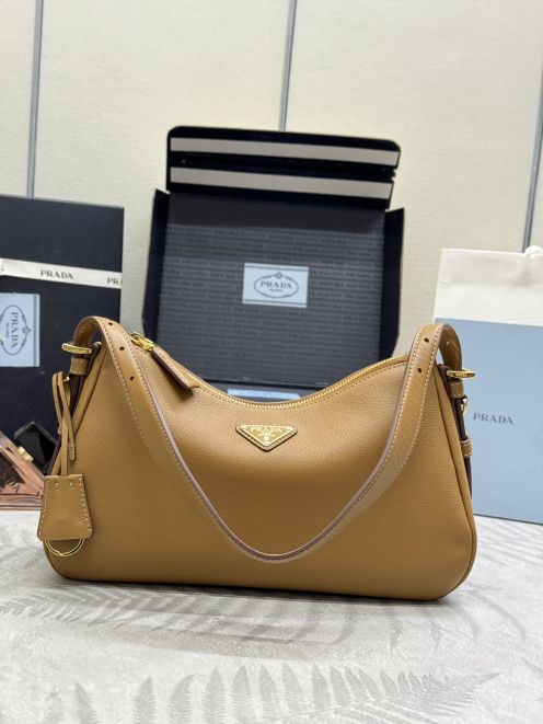 プラダバッグ お手入れスーパーコピー 1BC229 軽量 ハンドバッグ 牛革 レザー Hoboバッグ ブラウン